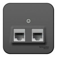 Розетка телефонная+компьютерная RJ11+RJ45 SYSTEME ELECTRIC BLANCA, открытый монтаж, антрацит, BLNIA045116
