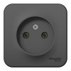 Розетка SYSTEME ELECTRIC BLANCA, открытый монтаж, без заземления, антрацит
