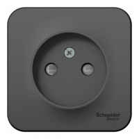 Розетка SYSTEME ELECTRIC BLANCA, открытый монтаж, без заземления, со шторками, антрацит