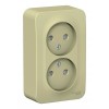 Розетка двухместная SYSTEME ELECTRIC BLANCA, открытый монтаж, без заземления, со шторками, бежевый