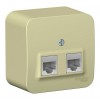 Розетка компьютерная 2xRJ45 SYSTEME ELECTRIC BLANCA, открытый монтаж, бежевый, BLNIA045457