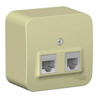 Розетка телефонная+компьютерная RJ11+RJ45 SYSTEME ELECTRIC BLANCA, открытый монтаж, бежевый, BLNIA045117