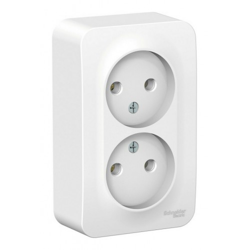 Розетка двухместная SYSTEME ELECTRIC BLANCA, открытый монтаж, без заземления, белый