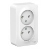 Розетка двухместная SYSTEME ELECTRIC BLANCA, открытый монтаж, без заземления, белый