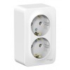 Розетка двухместная SYSTEME ELECTRIC BLANCA, открытый монтаж, с заземлением, белый, BLNRA010201