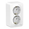 Розетка двухместная SYSTEME ELECTRIC BLANCA, открытый монтаж, с заземлением, со шторками, белый, BLNRA011221