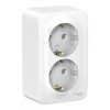 Розетка двухместная SYSTEME ELECTRIC BLANCA, открытый монтаж, с заземлением, со шторками, белый, BLNRA011201