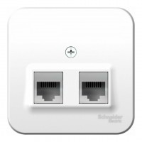 Розетка телефонная+компьютерная RJ11+RJ45 SYSTEME ELECTRIC BLANCA, открытый монтаж, белый, BLNIA045111
