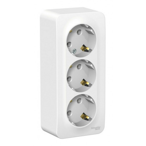 Розетка трехместная SYSTEME ELECTRIC BLANCA, открытый монтаж, с заземлением, белый, BLNRA010311