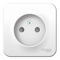 Розетка SYSTEME ELECTRIC BLANCA, открытый монтаж, без заземления, со шторками, белый