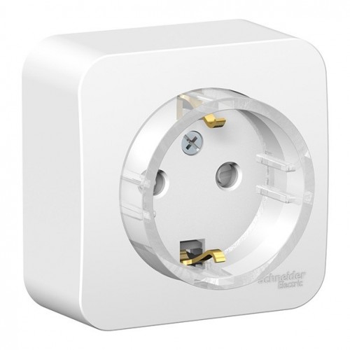 Розетка SYSTEME ELECTRIC BLANCA, открытый монтаж, с заземлением, со шторками, белый, BLNRA111111