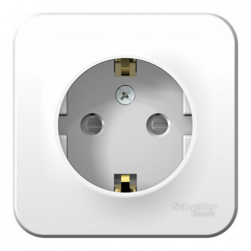 Розетка SYSTEME ELECTRIC BLANCA, открытый монтаж, с заземлением, со шторками, белый, BLNRA011101