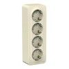 Розетка четырехместная SYSTEME ELECTRIC BLANCA, открытый монтаж, с заземлением, со шторками, молочный, BLNRA011412