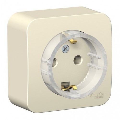Розетка SYSTEME ELECTRIC BLANCA, открытый монтаж, с заземлением, молочный, BLNRA110112