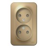 Розетка двухместная SYSTEME ELECTRIC BLANCA, открытый монтаж, без заземления, со шторками, титан