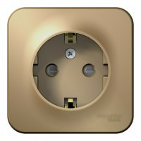 Розетка SYSTEME ELECTRIC BLANCA, открытый монтаж, с заземлением, со шторками, титан, BLNRA011114