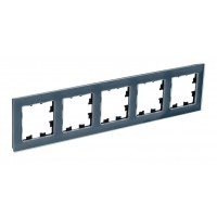 Рамка 5 постов SYSTEME ELECTRIC ATLASDESIGN NATURE, натуральное стекло, грифель, ATN360705