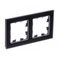 Рамка 2 поста SYSTEME ELECTRIC ATLASDESIGN NATURE, натуральное стекло, черный, ATN361002