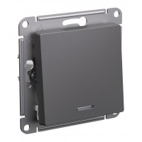 Выключатель 1-клавишный SYSTEME ELECTRIC ATLASDESIGN с подсветкой, скрытый монтаж, базальт, ATN001413