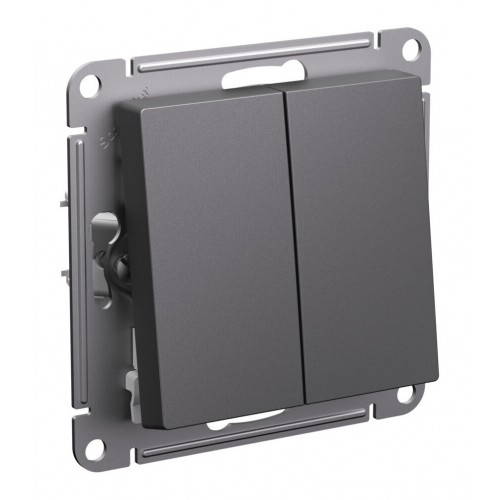 Переключатель 2-клавишный SYSTEME ELECTRIC ATLASDESIGN, скрытый монтаж, базальт, ATN001465