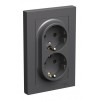 Розетка двухместная SYSTEME ELECTRIC ATLASDESIGN, скрытый монтаж, с заземлением, базальт, ATN001424