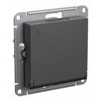 Розетка SYSTEME ELECTRIC ATLASDESIGN, скрытый монтаж, с заземлением, с крышкой, базальт, ATN001446