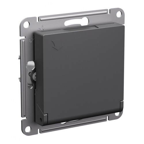 Розетка SYSTEME ELECTRIC ATLASDESIGN, скрытый монтаж, с заземлением, с крышкой, базальт, ATN001446