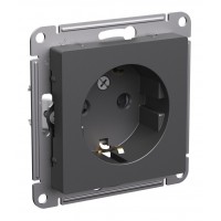 Розетка SYSTEME ELECTRIC ATLASDESIGN, скрытый монтаж, с заземлением, со шторками, базальт, ATN001445