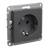 Розетка SYSTEME ELECTRIC ATLASDESIGN, скрытый монтаж, с заземлением, базальт, ATN001443