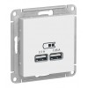 Розетка 2xUSB SYSTEME ELECTRIC ATLASDESIGN, скрытый монтаж, лотос, ATN001333