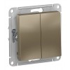 Выключатель 2-клавишный кнопочный SYSTEME ELECTRIC ATLASDESIGN, скрытый монтаж, шампань, ATN000517