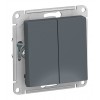 Выключатель 2-клавишный кнопочный SYSTEME ELECTRIC ATLASDESIGN, скрытый монтаж, грифель, ATN000717