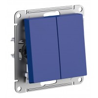 Выключатель 2-клавишный кнопочный SYSTEME ELECTRIC ATLASDESIGN, скрытый монтаж, аквамарин, ATN001117