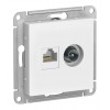 Розетка ТВ+компьютерная TV+RJ45 SYSTEME ELECTRIC ATLASDESIGN, скрытый монтаж, лотос, ATN001389