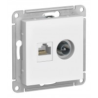 Розетка ТВ+компьютерная TV+RJ45 SYSTEME ELECTRIC ATLASDESIGN, скрытый монтаж, лотос, ATN001389