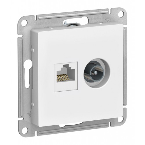 Розетка ТВ+компьютерная TV+RJ45 SYSTEME ELECTRIC ATLASDESIGN, скрытый монтаж, лотос, ATN001389