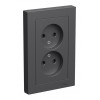 Розетка двухместная SYSTEME ELECTRIC ATLASDESIGN, скрытый монтаж, без заземления, со шторками, базальт, ATN001422