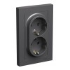 Розетка двухместная SYSTEME ELECTRIC ATLASDESIGN, скрытый монтаж, с заземлением, со шторками, базальт, ATN001426
