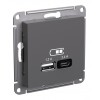 Розетка USB+USB type C SYSTEME ELECTRIC ATLASDESIGN, скрытый монтаж, базальт, ATN001439