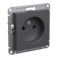 Розетка SYSTEME ELECTRIC ATLASDESIGN, скрытый монтаж, без заземления, со шторками, базальт, ATN001449