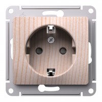 Розетка SYSTEME ELECTRIC GLOSSA, скрытый монтаж, с заземлением, со шторками, сосна, GSL001545