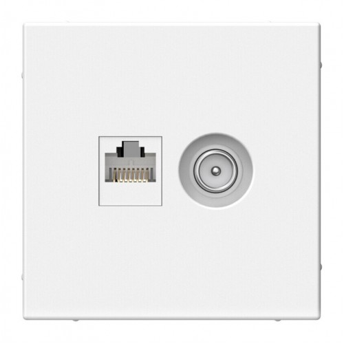 Розетка ТВ+компьютерная TV+RJ45 SYSTEME ELECTRIC ARTGALLERY, скрытый монтаж, белый, GAL000189