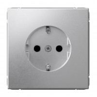Розетка SYSTEME ELECTRIC ARTGALLERY, скрытый монтаж, с заземлением, со шторками, алюминий, GAL000345