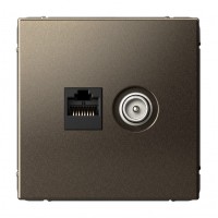 Розетка ТВ+компьютерная TV+RJ45 SYSTEME ELECTRIC ARTGALLERY, скрытый монтаж, мокко, GAL000689