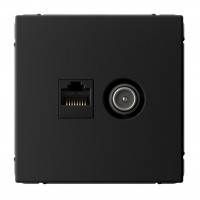 Розетка ТВ+компьютерная TV+RJ45 SYSTEME ELECTRIC ARTGALLERY, скрытый монтаж, карбон, GAL001089