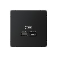 Розетка USB+USB type C SYSTEME ELECTRIC ARTGALLERY, скрытый монтаж, карбон, GAL001029