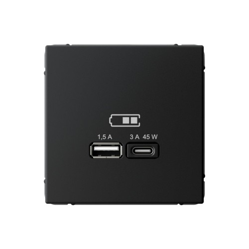 Розетка USB+USB type C SYSTEME ELECTRIC ARTGALLERY, скрытый монтаж, карбон, GAL001029