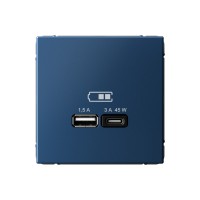 Розетка USB+USB type C SYSTEME ELECTRIC ARTGALLERY, скрытый монтаж, аквамарин, GAL001129