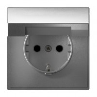SYSTEME ELECTRIC ArtGallery Алюминий Розетка с заземл. со шторк. с крышк., 16А, IP20,  механизм, быстрозажим. клем.