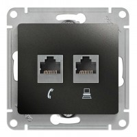 Розетка 2xRJ11+RJ45 Cat.5 SYSTEME ELECTRIC GLOSSA, антрацит